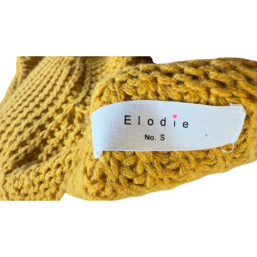 Elodie Mustard Yellow Chunky Knit Open Weave Batwing Sweater Size S‎ - Picture 2 of 9